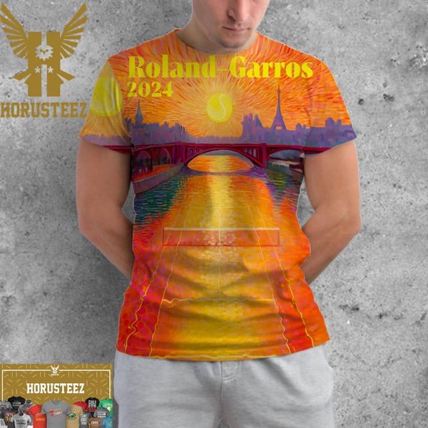 Official The 45th Tournament Poster Roland-Garros 2024 By Paul Rousteau Brings Roland-Garros To The Seine All Over Print Shirt