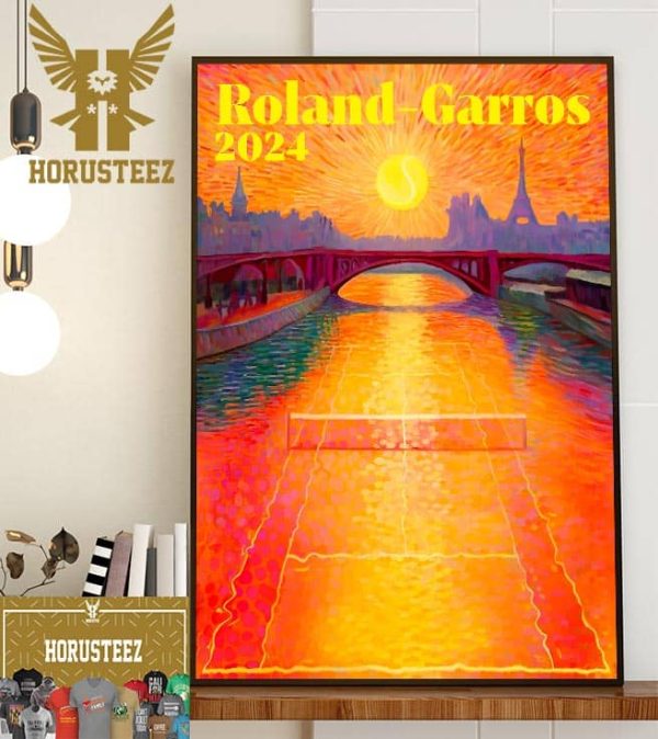 Official The 45th Tournament Poster Roland-Garros 2024 By Paul Rousteau Brings Roland-Garros To The Seine Home Decor Poster Canvas