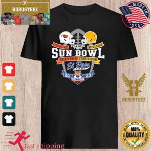 Oregon State Beavers vs. Notre Dame Fighting Irish 2023 Sun Bowl Dueling Helmets Unisex T-Shirt