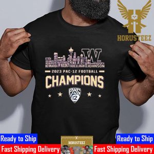 Washington Huskies Skyline Players Name 2023 PAC-12 Football Champions Unisex T-Shirt