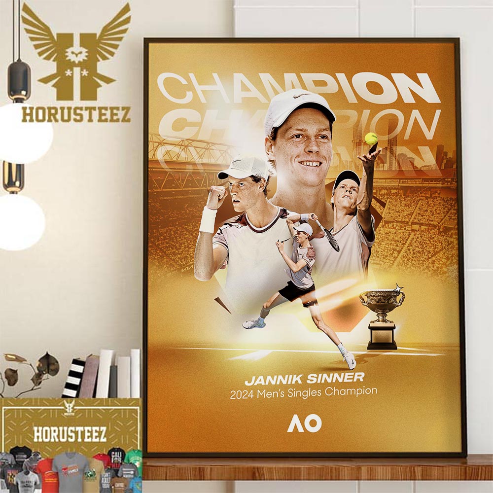 2024 AO Mens Singles Champion Is Jannik Sinner Wall Decor Poster Canvas