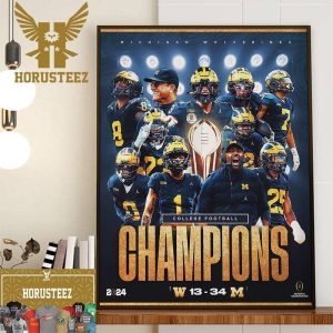 2024 CFP National Champions Are The Michigan Wolverines Football Wall Decor Poster Canvas