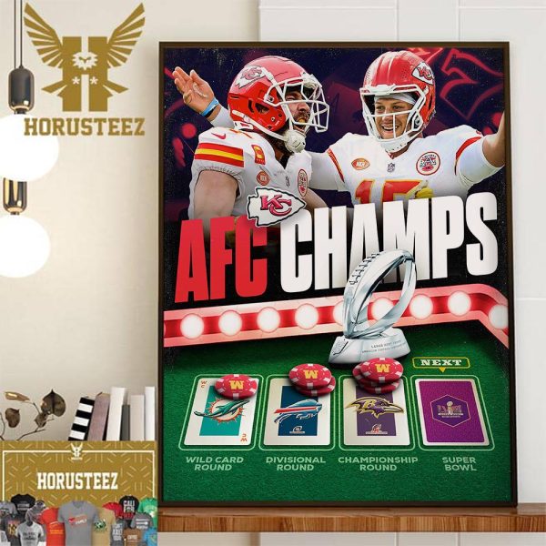 AFC Champions Are Kansas City Chiefs Are Going To Super Bowl LVII Las Vegas Bound Wall Decor Poster Canvas
