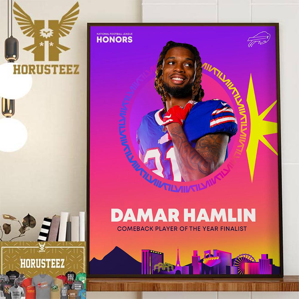 Buffalo Bills Damar Hamlin Comeback Player Of The Year Finalist NFL Honors Wall Decor Poster Canvas