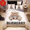 Black Horse And Knight Burberry Logo Bedroom Luxury Brand Bedding Bedding Sets