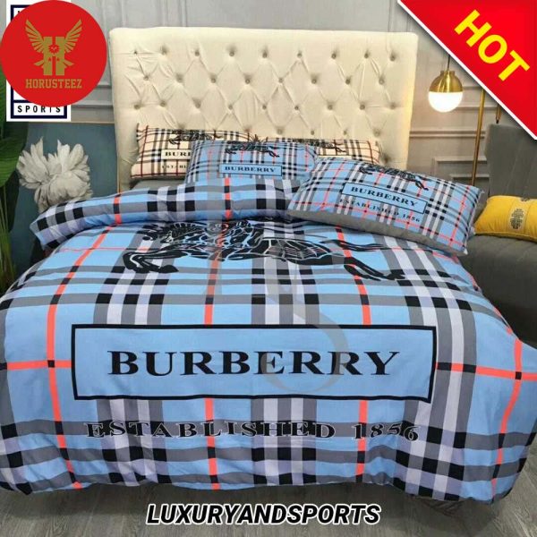 Burberry Blue Fashion New Quilt Set Duvet Bedding Set