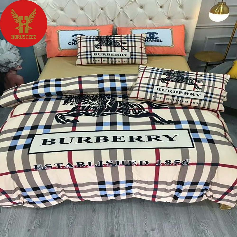 Burberry London Logo Caro Pattern Luxury Brand Type Bedding Sets