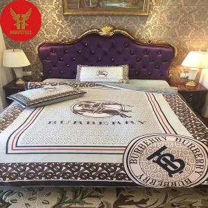 Burberry London Logo Horse And Knight Black Pattern Luxury Brand Type Bedding Sets
