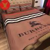 Burberry London Logo Horse And Knight Caro Pattern Yellow Backgorund Luxury Brand Type Bedding Sets