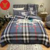 Burberry London Logo Yellow Horse And Knight White Pattern Yellow Background Luxury Brand Type Bedding Sets