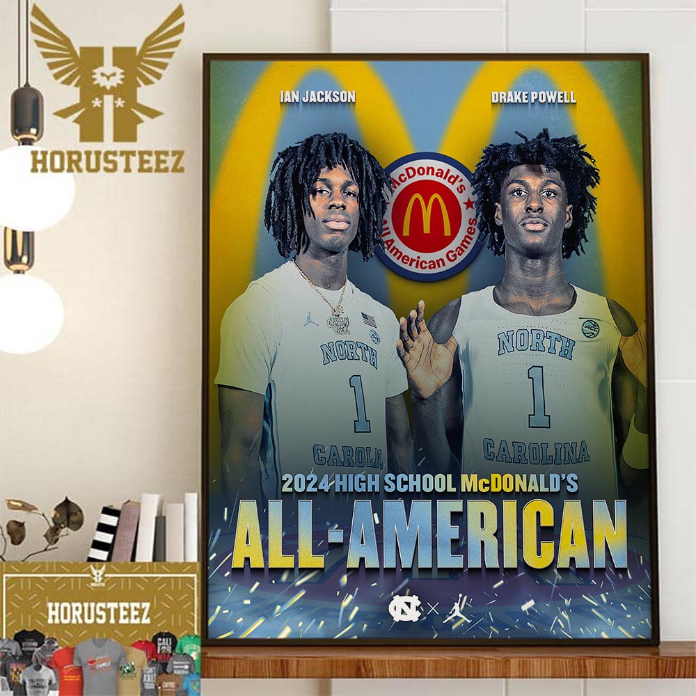 Carolina Basketball Player Drake Powell And Ian Jackson Are 2024 High School McDonalds All American Games Wall Decor Poster Canvas
