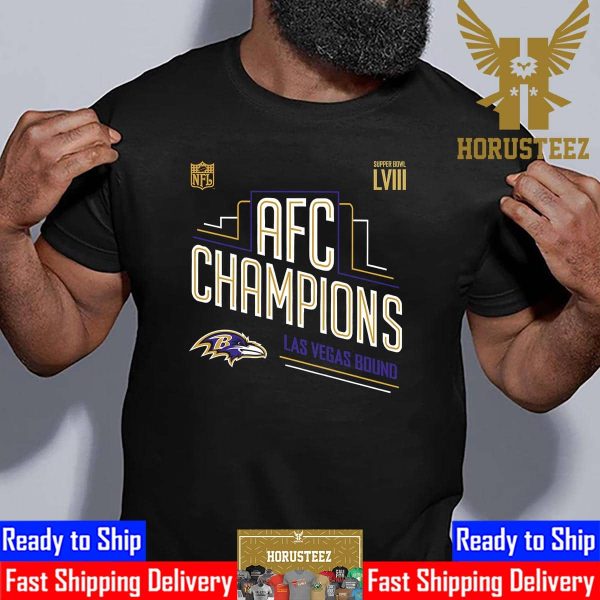 Congrats Baltimore Ravens 2023 AFC Champions And Advance to Super Bowl LVIII Las Vegas Bound Classic T-Shirt