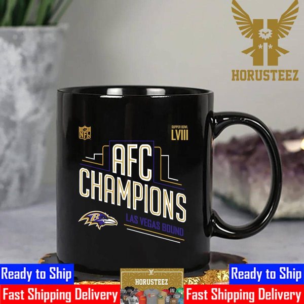 Congrats Baltimore Ravens 2023 AFC Champions And Advance to Super Bowl LVIII Las Vegas Bound Coffee Mug Gift For Fans