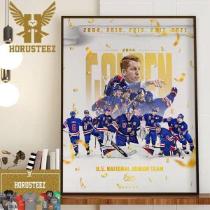 Congrats To The US National Hockey Juniors Team For Winning The 2024 Golden World Juniors Championship For The 6th Time Wall Decorations Poster Canvas