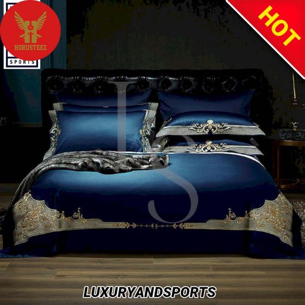 Dark Blue Luxury Egyptian Cotton Bedding Set
