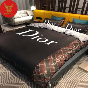 Dior Black Logo Luxury Brand Bedding Set