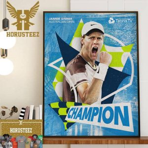 First Grand Slam Champion For Jannik Sinner 2024 Australian Open Champion Wall Decor Poster Canvas