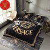 Gianni Versace Black Background Luxury Small Gold Pattern Brand High-End Home Decor Bedding Set