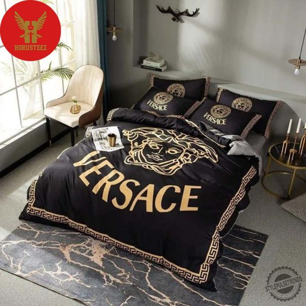 Gianni Versace Black Logo Luxury Brand Bedding Set