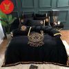 Gianni Versace Black Luxury Gold Pattern Gold Line Brand High-End Home Decor Bedding Set