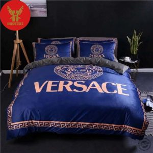 Gianni Versace Blue Logo Luxury Brand Bedding Set