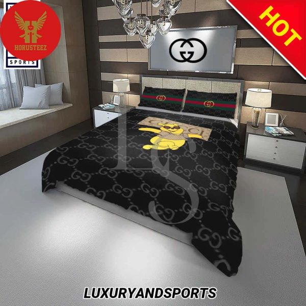 Gucci Bear Fashion Logo Luxury Brand Premium Bedding Set
