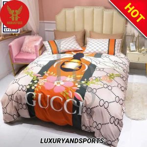 Gucci Bee Flowers Quilt Set Duvet Cover Luxury Brands Bedding Set