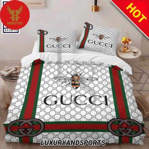 Gucci Bee White Luxury Brand Bedding Set