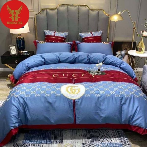 Gucci Blue And Red Deluxe Luxury Bedding Sets
