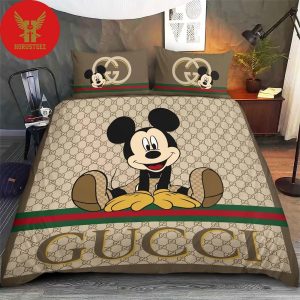 Gucci x Disney Mickey Mouse Logo Luxury Brand Bedding Set