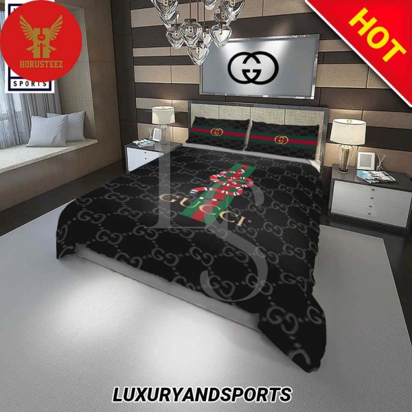Gucci Snake Fashion Logo Luxury Brand Premium Bedding Set