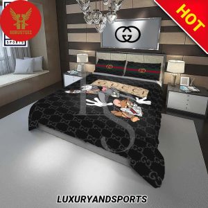 Gucci Tom And Jerrry Fashion Logo Luxury Brand Premium Bedding Set
