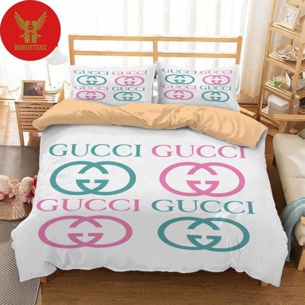 Gucci White Color Fashion Luxury Brand Bedding Set
