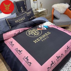 Hermes Logo Pinky New Fashion Luxury Brand Bedding Set