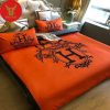 Hermes Paris Black Logo Orange Background Black Border Luxury Brand Type Bedding Sets