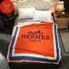 Hermes Paris Black Logo Orange Border White Background Luxury Brand Type Bedding Sets