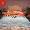 Hermes Paris Black Logo Orange Pillow Luxury Brand Type Bedding Sets