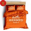 Hermes Paris Logo Fashion Luxury Brand Bedding Set