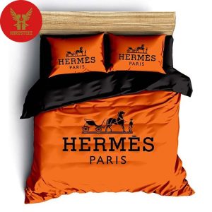 Hermes Paris Orange Luxury Brand Fashion Merchandise Bedding Set