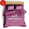 Hermes Red Black Premium Logo Luxury Brand Merchandise Bedding Set