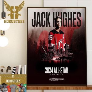 Jack Hughes In 2024 All-Star Co-Captain at The NHL All Star Game Wall Decor Poster Canvas