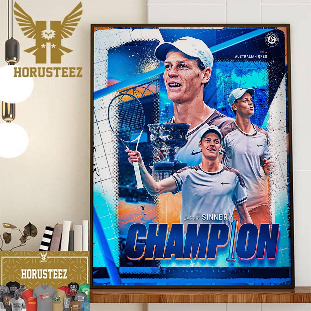 Jannik Sinner Is A Grand Slam Champion In Australian Open 2024 Wall Decor Poster Canvas