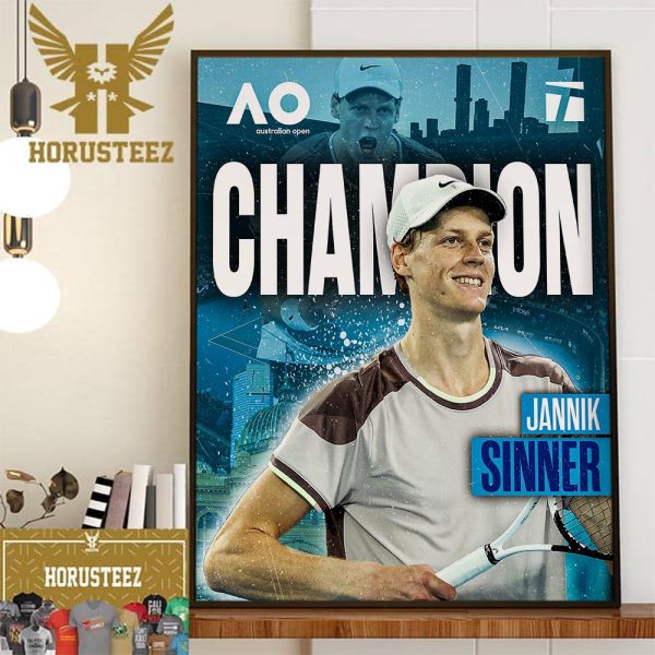Jannik Sinner Mens Singles Champions Australian Open Winner Wall Decor Poster Canvas