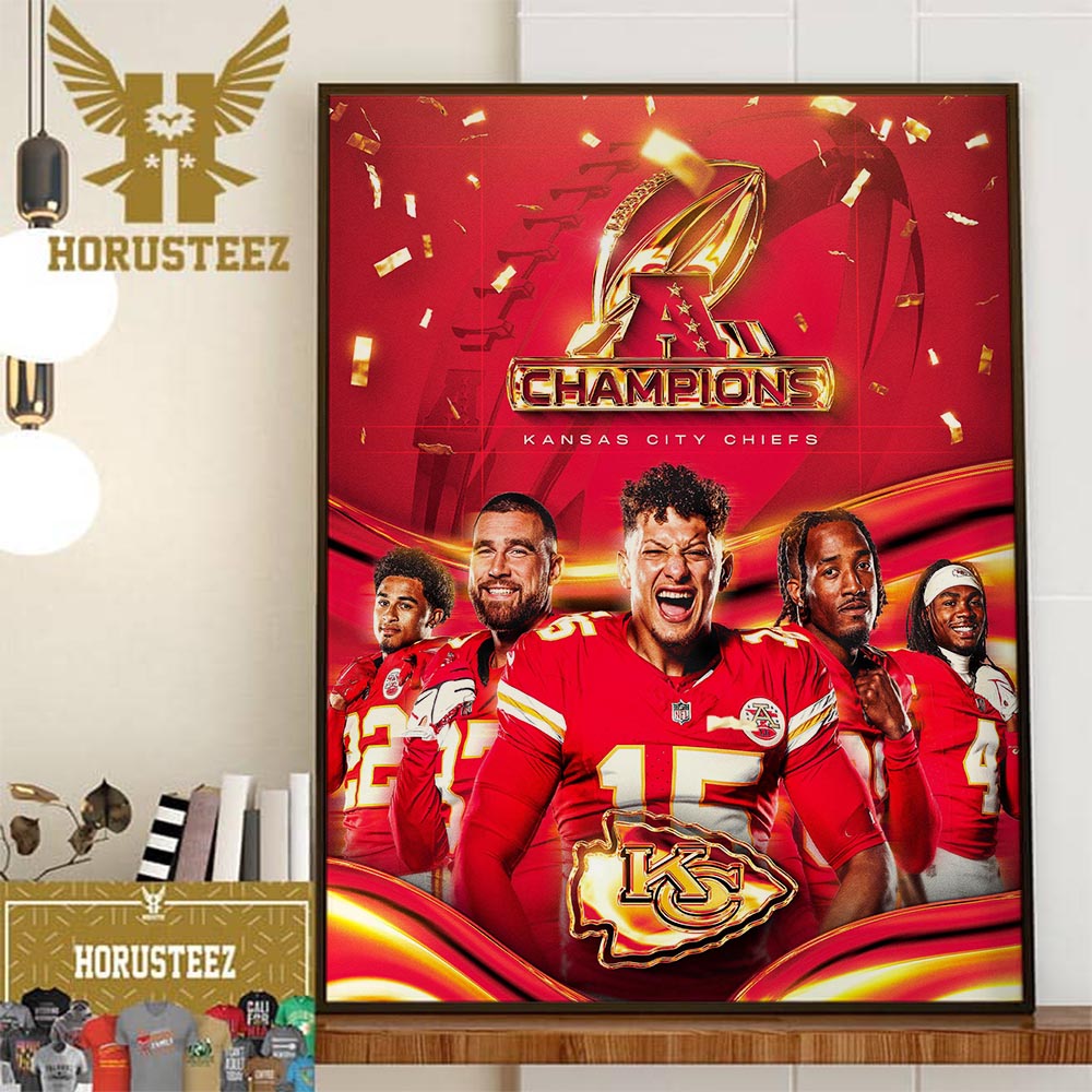 Kansas City Chiefs Back-to-Back AFC Champions Advanced 2024 Super Bowl LVIII Bound Wall Decor Poster Canvas