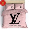 Louis Vuiton Black Logo White Pillow And Duvet Bedroom Luxury Brand Bedding Bedding Sets