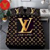 Louis Vuiton Gold Logo Orange Duvet Bedroom Luxury Brand Bedding Bedding Sets