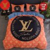 Louis Vuiton Gold Logo Black Duvet Bedroom Luxury Brand Bedding Bedding Sets