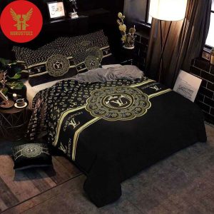 Louis Vuitton Black Gold Luxury Brand High-End Bedding Set