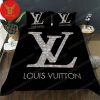 Louis Vuitton, Louis Vuitton Bedding Set Blue And Black Logo Brand Merchandise Bedding Set