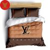 Louis Vuitton, Louis Vuitton Bedding Set Brown Golden Logo Luxury Brand Merchandise Bedding Set